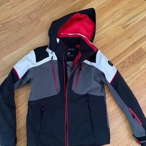Obermeyer Foundation Jacket Mens Small Ski Coat - Red Black White